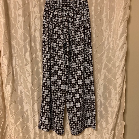 Bar III Wide Leg Brighton Palazzo Pants Black White Geometric - Picture 4 of 10